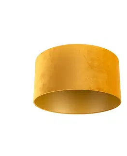 Tienidlo na lampu Velúrové tienidlo žlté 50/50/25 so zlatým interiérom