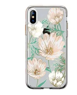 Puzdrá na mobilné telefóny Comma kryt Magnolia Crystal Flower Series pre iPhone XS, white 6938595314032