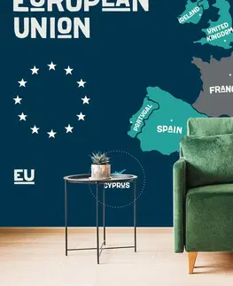 Samolepiace tapety Samolepiaca tapeta náučná mapa s názvami krajín EÚ