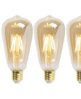Ziarovky Sada 3 E27 stmievateľných LED svietidiel ST64 goldline 5W 380 lm 2200K
