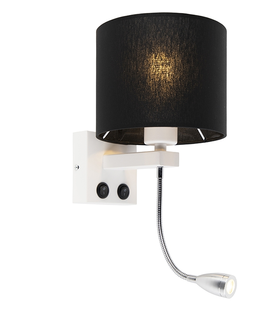 Nastenne lampy Moderné nástenné svietidlo biele s čiernym tienidlom - Brescia