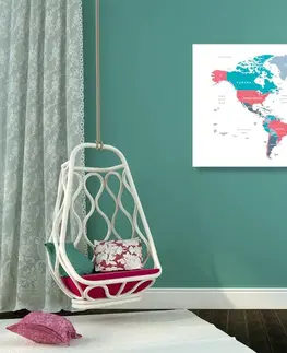 Obrazy na korku Obraz na korku mapa sveta s pastelovým nádychom