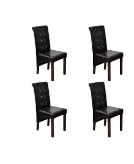 Jedálenské zostavy Jedálenská stolička 4 ks umelá koža / drevo Dekorhome Hnedá