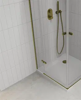 Vane MEXEN/S - Roma Duo sprchovací kút 70x70 cm, transparent, zlatá + vanička so sifónom 854-070-070-50-02-4010G