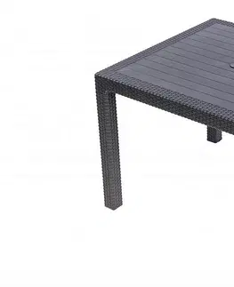 Stolčeky DEOKORK Záhradný stôl z umelého ratanu MANHATTAN 95x95 cm (antracit)