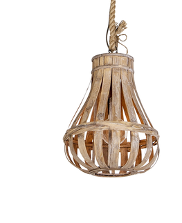 Zavesne lampy Vidiecka závesná lampa drevo s lanom 34cm - Excalibur