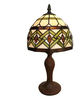 Lampy na nočný stolík Clayre&Eef Stolná lampa 6027 sklenené tienidlo dizajn Tiffany