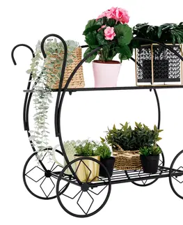 Kvetináče a truhlíky Retro stojan na kvety, vozík, čierna, ODRIO