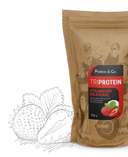 Športová výživa Protein & Co. Triprotein ochutený – 500 g PRÍCHUŤ: Strawberry milkshake