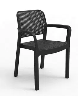 Záhradné stoličky a kreslá DEOKORK Záhradná plastová stolička KARA (antracit)