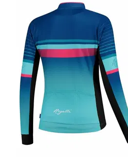 Cyklistické dresy hrejivejšia dámsky cyklodres Rogelli IMPRESS s dlhým rukávom, modro-ružový 010.190