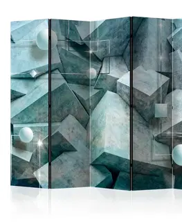 Paravány Paraván Concrete Cubes (Green) Dekorhome 135x172 cm (3-dielny)