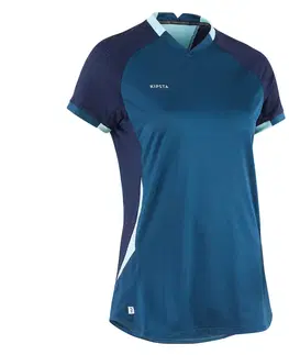 dresy Dámsky futbalový dres s krátkym rukávom rovný strih modrý