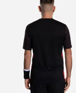 tričká Pánske tričko na padel PTS500 s krátkym rukávom priedušné červeno-čierne