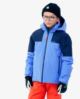 bundy a vesty Detská lyžiarska hrejivá a nepremokavá bunda 900 modrá