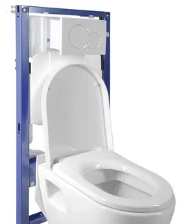 Záchody SAPHO - Závesné WC Nera s podomietkovou nádržkou do sadrokartónu a tlačidlom Geberit, biela WC-SADA-16