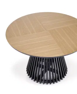 Jedálenské stoly HALMAR Miyaki okrúhly jedálenský stôl dub prírodný / čierna