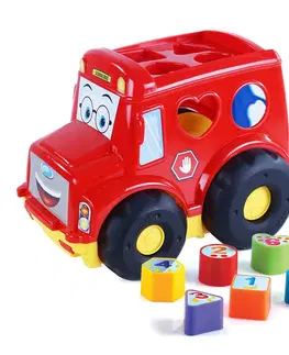 Náučné hračky RAPPA - Vkladačka baby autobus pre najmenších červený