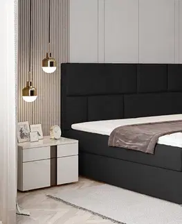 Postele NABBI Ferine 185 čalúnená manželská posteľ s úložným priestorom čierna (Sawana 14)
