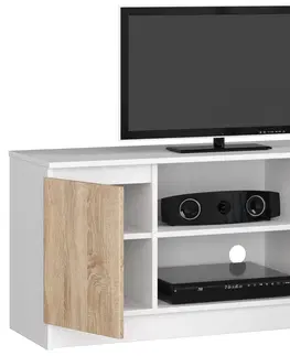 TV stolíky Moderný TV stolík ROMANA120, biely / dub Sonoma
