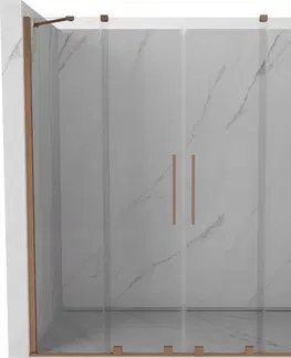 Sprchovacie kúty MEXEN/S - Velar Duo posuvné sprchové dvere 180, transparent, meď kartáčovaná 871-180-000-02-65