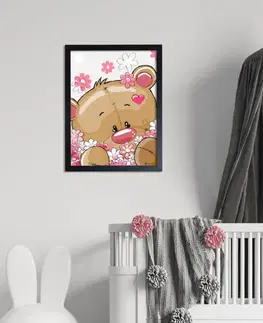Obrazy do detskej izby Obraz rozkošného macka s kvetmi