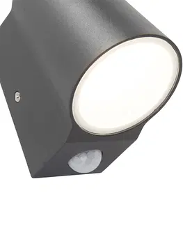 Vonkajsie nastenne svietidla Vonkajšie svietidlo antracitové s pohybovým senzorom vrátane LED - Uma
