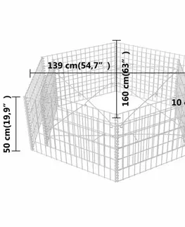 Vyvýšené záhony Šesťhranný gabiónový vyvýšený záhon Dekorhome 160x140x100 cm