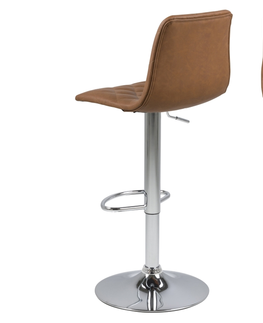 Barové stoličky Dkton Dizajnová barová stolička Nashota, svetlo hnedá-chrómová 
