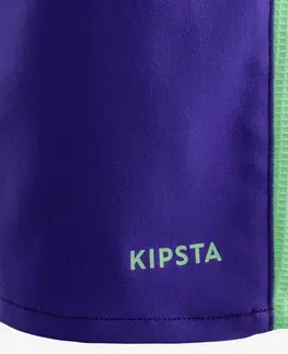 nohavice Detské futbalové šortky Viralto Alpha fialovo-zelené