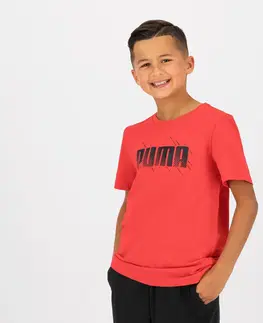 nohavice Detské bavlnené tričko Puma červené s nápisom