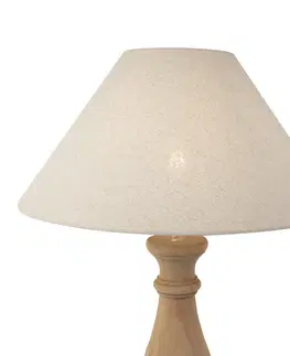 Stolove lampy Vidiecka stolná lampa s ľanovým tienidlom béžová 55 cm - lopúch