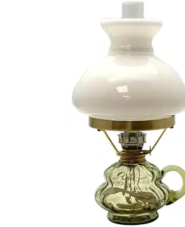 Lampy Floriánova huť Petrolejová lampa ANNA 33 cm lesná zelená veľká krakle 