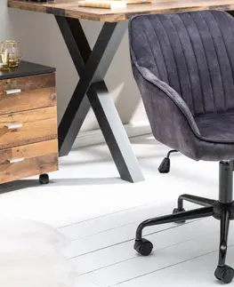 Kancelárske stoličky LuxD Dizajnová kancelárska stolička Esmeralda tmavosivý zamat
