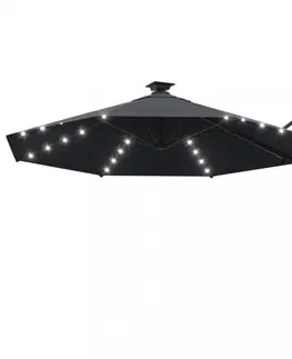 Slnečníky Nástenný slnečník s LED svetlami Ø 300 cm látka/kov Dekorhome Antracit
