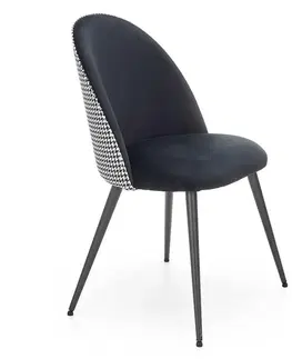 Čalúnené stoličky Stolička K478 velvet/tkanina/kov čierna/biela 49x54x84