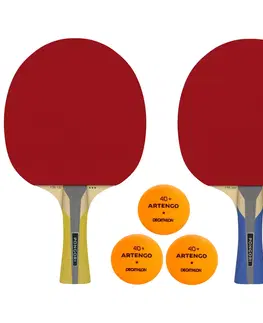 stolný tenis Súprava 2 pálok TTR 100 3* Allround a 3 oranžových loptičiek TTB 100* 40+