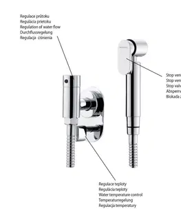 Kúpeľňa SAPHO - Podomietkový bidetový ventil s regulátorom teploty a bidetovou sprškou, chróm JS121-01