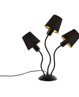 Stolove lampy Dizajnová stolná lampa čierna 3-svetlá s upínacími tienidlami - Wimme
