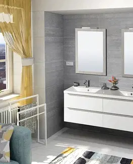 Kúpeľňa SAPHO - Kúpeľňový set WAVE 150, biela/dub strieborný KSET-049