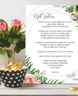 Tabuľky s venovaním (darčeky) Darček na svadbu - Svadobné poďakovanie od ženícha pre rodičov - tabuľka