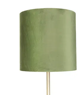Stojace lampy Botanická stojaca lampa mosadz so zeleným tienidlom 40 cm - Simplo