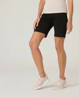 gymnasti Dámske rovné šortky s vreckami na fitness 500 čierne