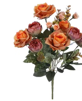 Kvety Ruže v pugete, oranžová, 26 x 36 cm