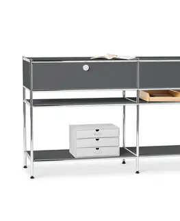 Dressers Kovový konzolový stolík »CN3« s 2 zásuvkami, sivý