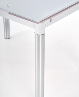 Jedálenské stoly HALMAR Logan 2 sklenený rozkladací jedálenský stôl biela / chróm