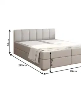 Postele Boxspringová posteľ 160x200, svetlosivá, RIANA KOMFORT