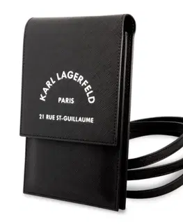 Puzdrá na mobilné telefóny Karl Lagerfeld Saffiano Rue Saint Guillaume Wallet Phone Bag, black 57983109653