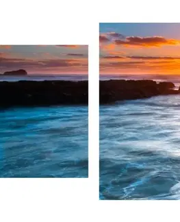 Obrazy prírody a krajiny 5-dielny obraz slnko nad morom