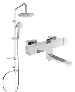 Sprchy a sprchové panely MEXEN/S - Carl sprchový stĺp vrátane sprchovej termostatickej batérie Cube, chróm 77910240-00